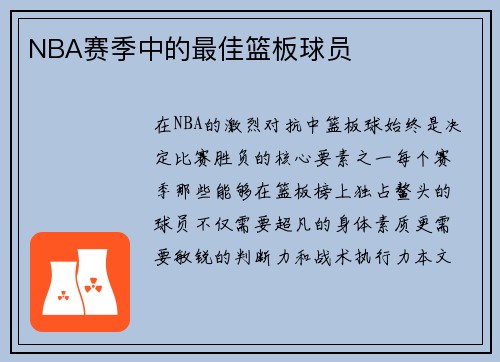 NBA赛季中的最佳篮板球员